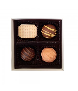Belgian Chocolate White Gift Box with Clear Lid and filled with with Printed and Flavoured Chocolate 