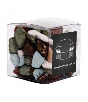 Small Clear Cube with Chocolate Rocks