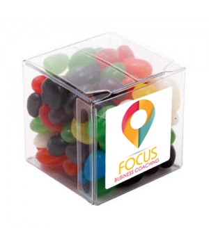 Big Clear Cube with Mixed Mini Jelly Beans