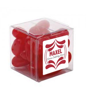 Big Clear Cube with Mini Jelly Beans (Corporate Colour)