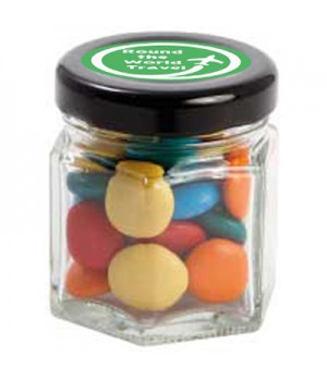 Small Hexagon Jar with Mixed Chocolate Gems
