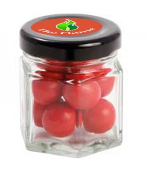 Small Hexagon Jar with Choc Red Balls_ Jaffa Lookalikes