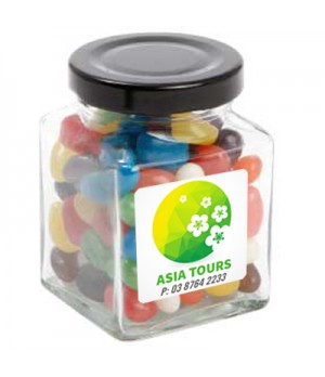 Small Square Jar with Mixed Mini Jelly Beans