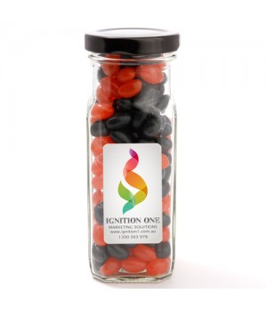 Large Square Jar with Mini Jelly Beans (Corporate Colour)