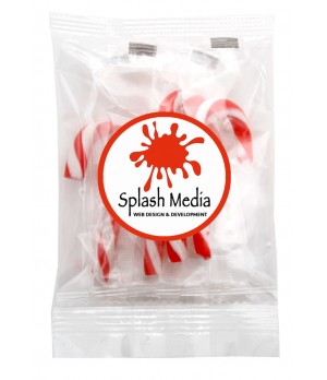 Mini Candy Canes-in Clear Cello bag with Sticker