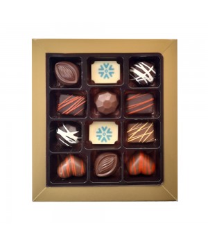 12 Pc Chocolate Gift Box with 2 Printed Premium Belgian Chocolates and 10 Flavoured Belgian Chocolates