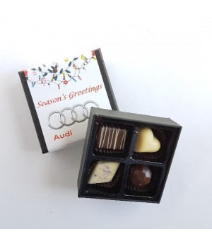 4 Flavored Belgian Chocolate Gift box with customised sleeve