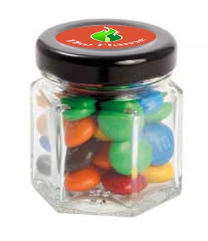 Small Hexagon Jar with M&Ms