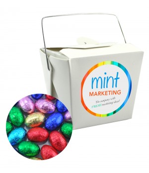 Paper Noodle Box filled with 15 Mini Easter Eggs Assorted