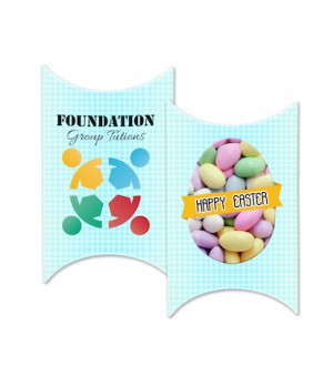 Custom Printed Window Easter Pillow box with your own design with with Sugar Almonds
