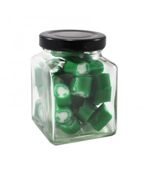 Custom Colour and Flavour Rock candy in a Small Square Jar