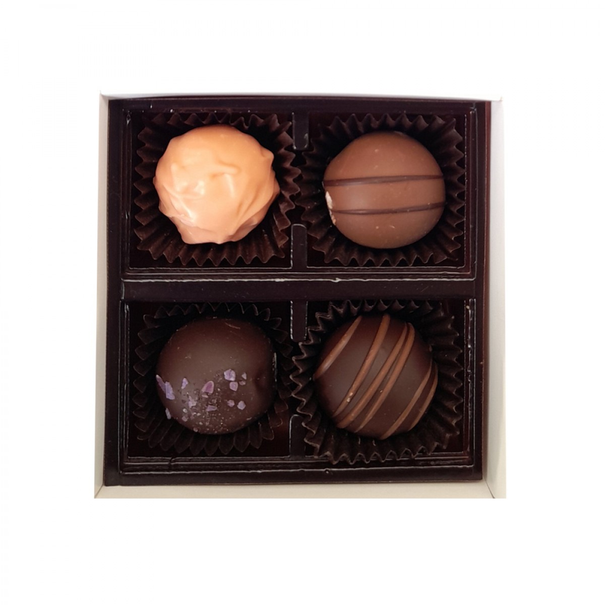 4pc White Chocolate Gift box with 4 Assorted belgian Chocolates