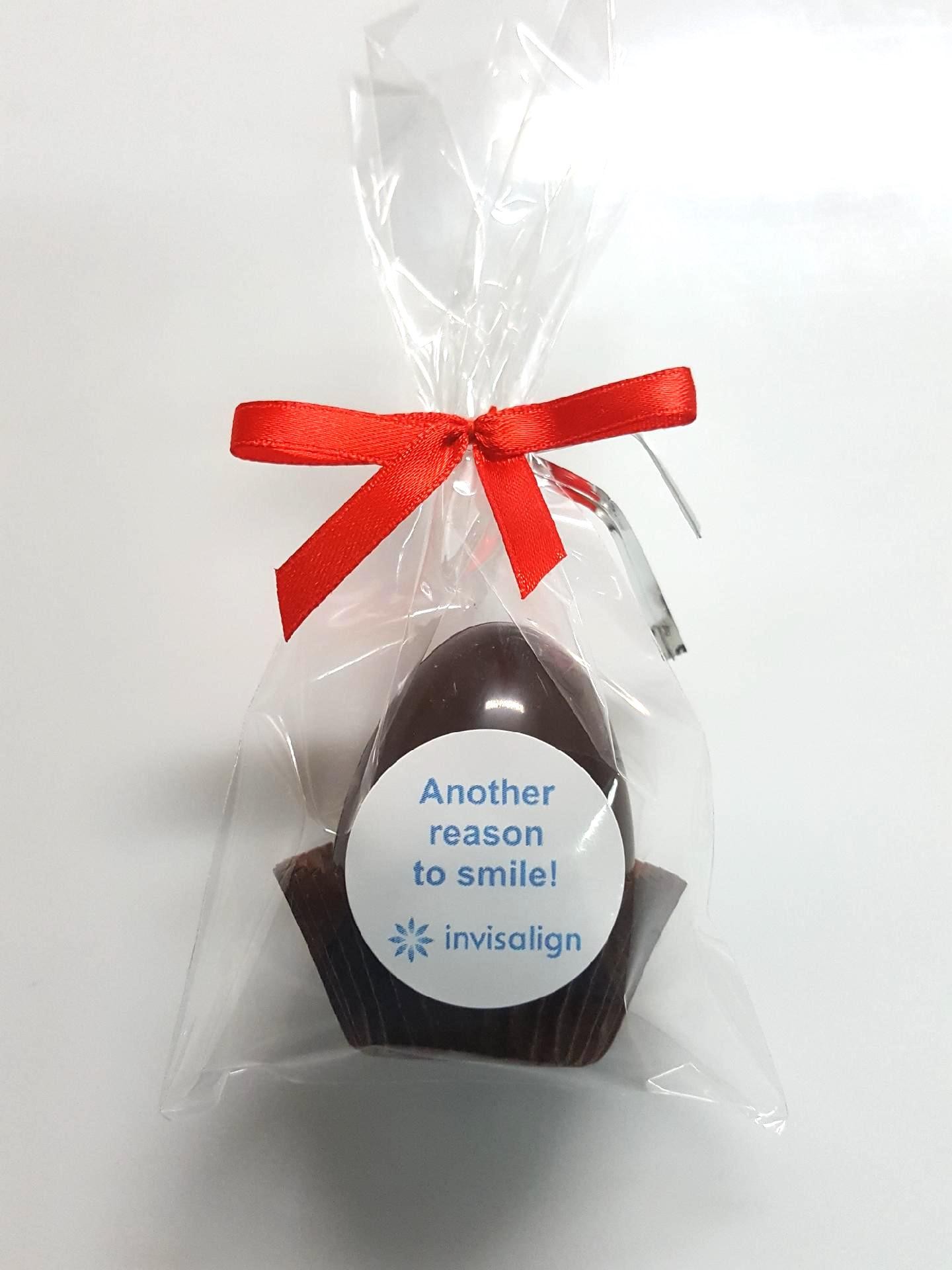 Hollow 3 D Fortune Easter Egg with upto 5 custom message insert in a stand up bag with Red twist tie ribbon 