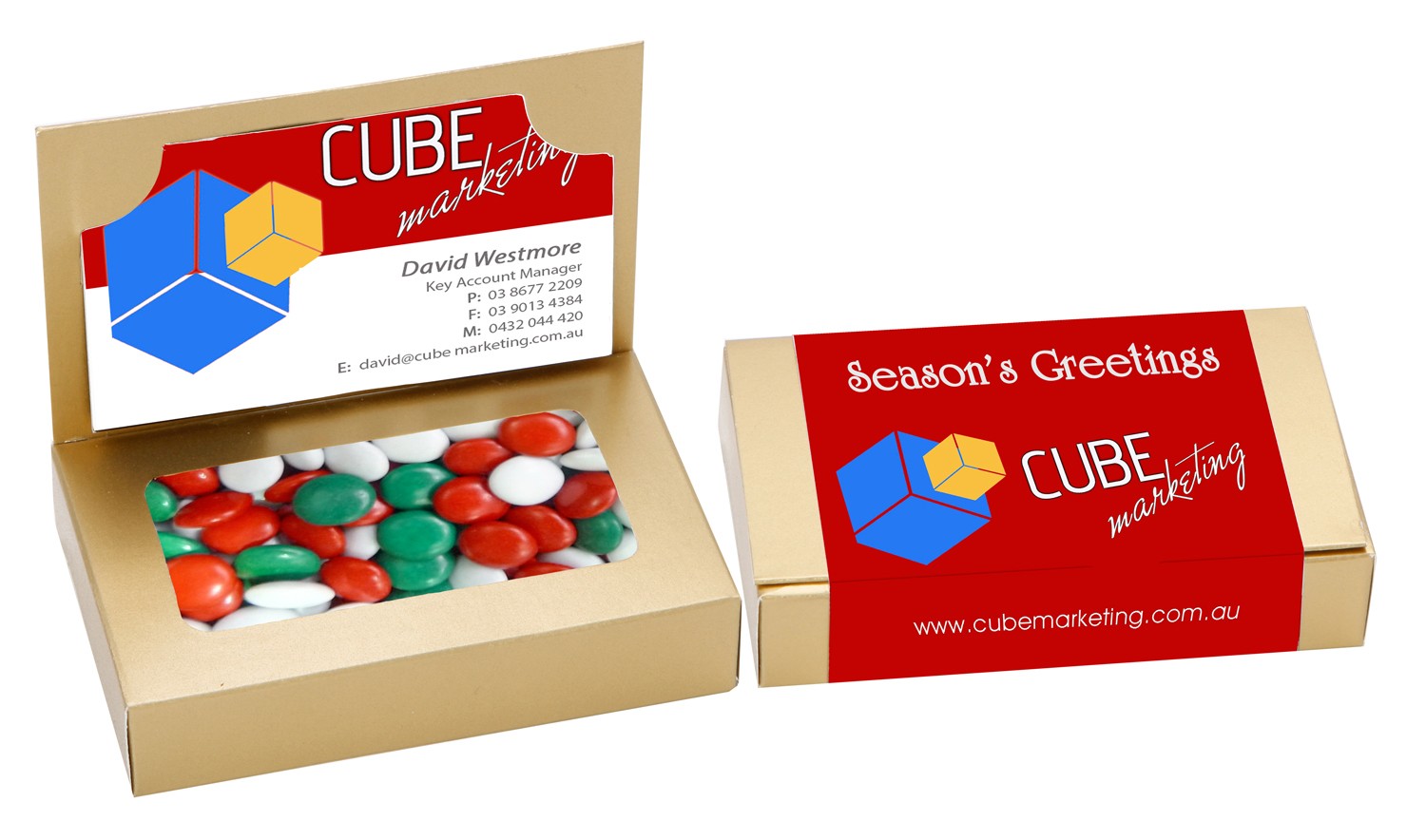 Business Card Box with Mixed Chocolate Gems