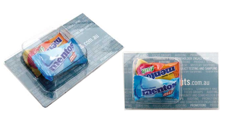 Business Card Clamshell with Mentos