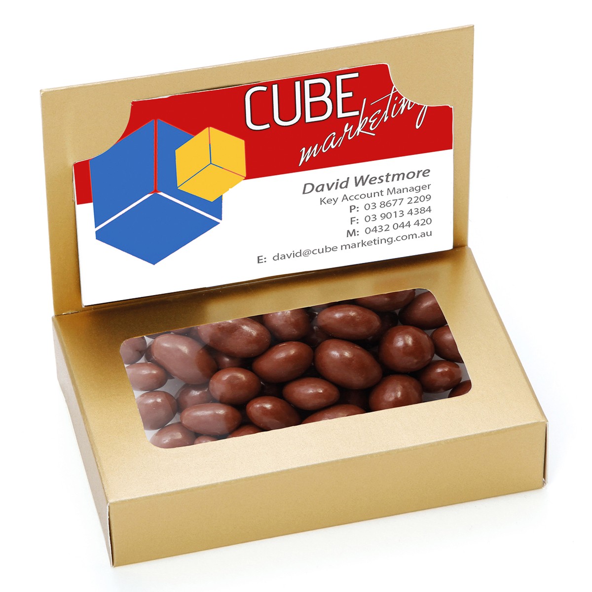Business Card Box with Choc Coffee Beans