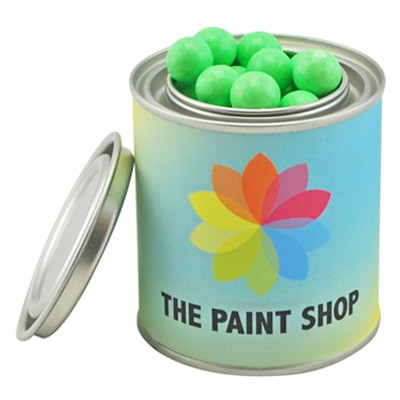 Small Paint Tin with Chocolate Balls (Green & White Peppermint Balls or Jaffa Look Alike)
