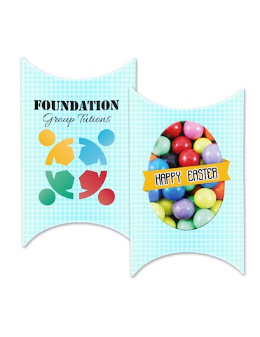 Custom printed window easter pillow box with your design and colour chocolate balls mix 