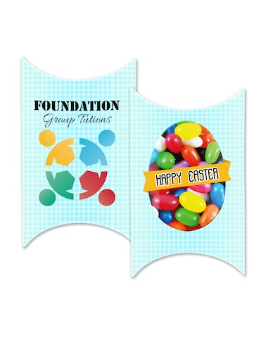Custom Printed Window Easter Pillow box with your own design with Mixed Mini Jelly Beans