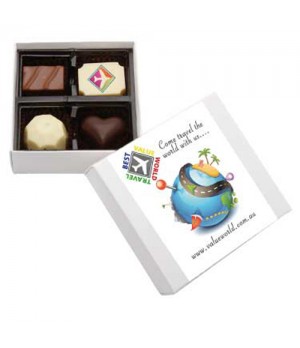 Belgian Chocolate Gift Box with Printed Chocolate and Custom Printed Sleeve (White Box)