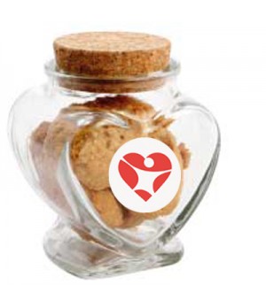Glass Heart Jar with Mini Cookies