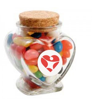 Glass Heart Jar with Mixed Mini Jelly Beans