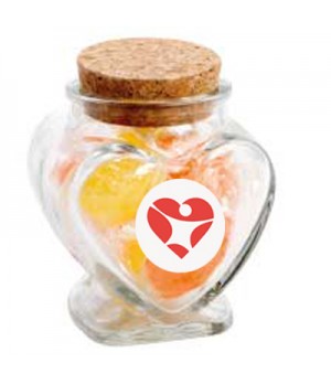 Glass Heart Jar with Acid Drops (Corporate Colour)