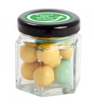 Small Hexagon Jar with Chocolate Balls (Corporate Colour)