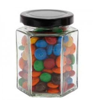 Large Hexagon Jar with M&Ms