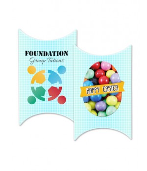 Custom printed window easter pillow box with your design and colour chocolate balls mix 