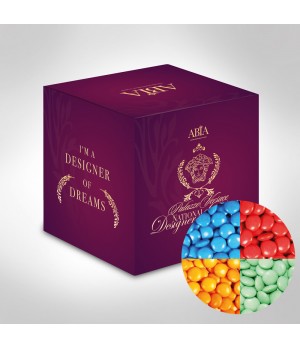 Custom Printed Cubes with Single Colour Chocolate gems