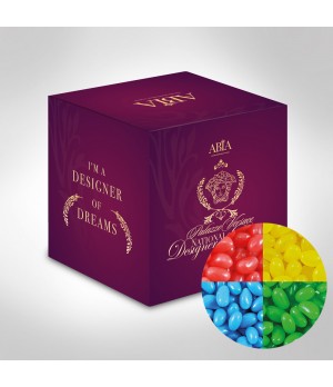 Custom Printed Mini Cube with Mini Jelly Beans (Corporate Colour)