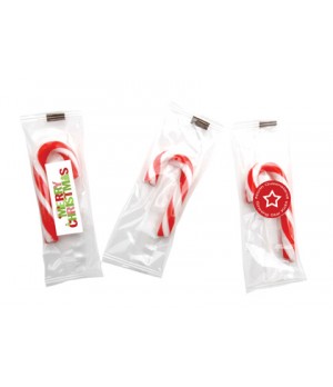 Mini Candy cane individually wrapped with sticker
