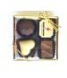 4pc Belgian Chocolate Gold Gift Box filled with 1 Premium Printed Belgian Chocolate and 3 Belgian flavoured chocolates